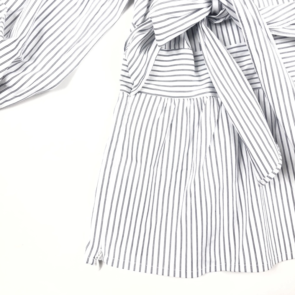 Express Striped Blouse V neck Women's Size XS White Ties on back - Picture 5 of 14